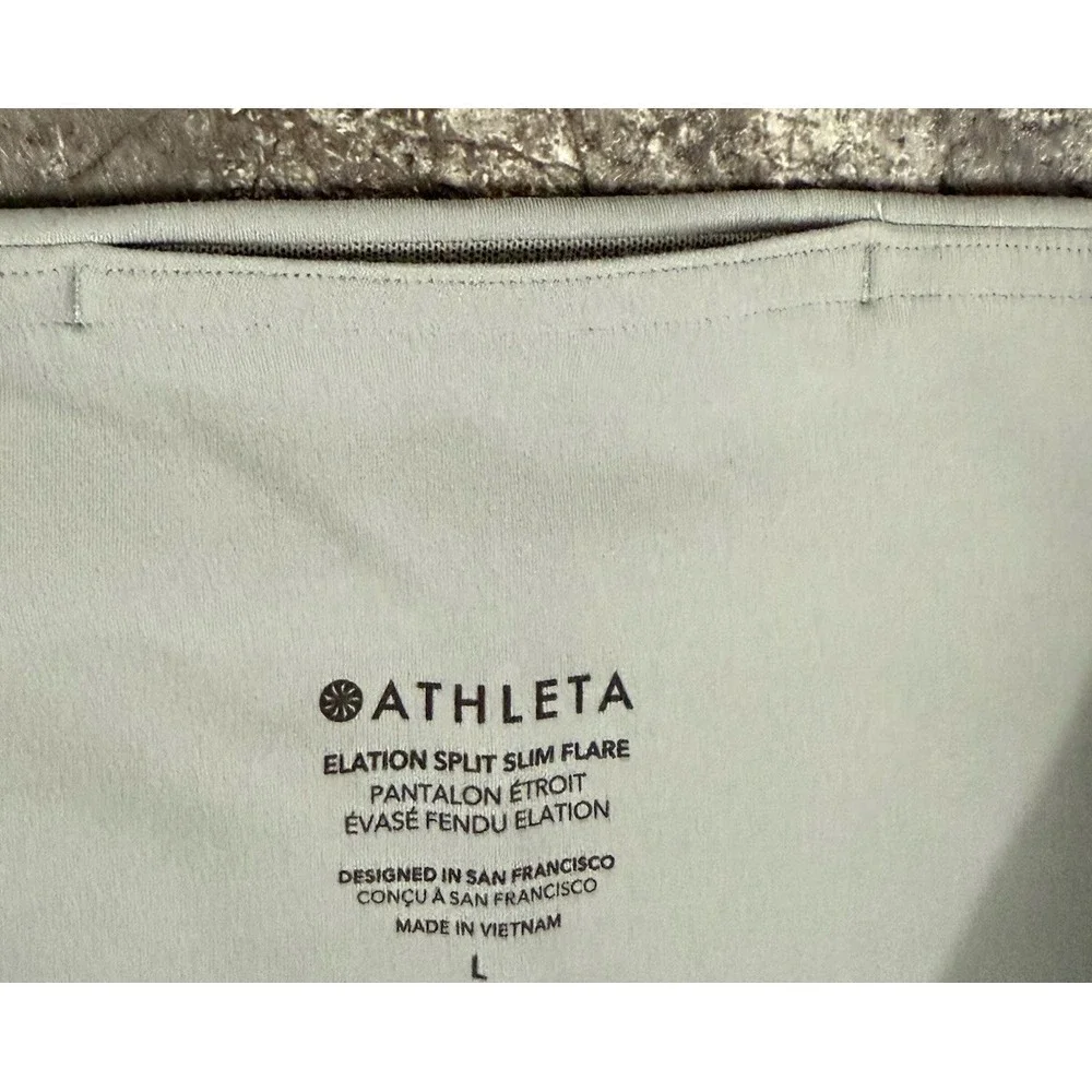 Athleta Elation Split Slim Flare Buttery Soft Yoga Pants Hi Rise Lt Gray Sz L